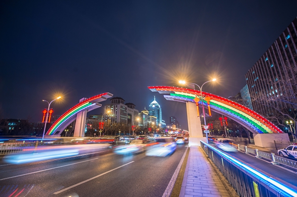 北京長(zhǎng)安街復(fù)興門彩虹門LED顯示屏