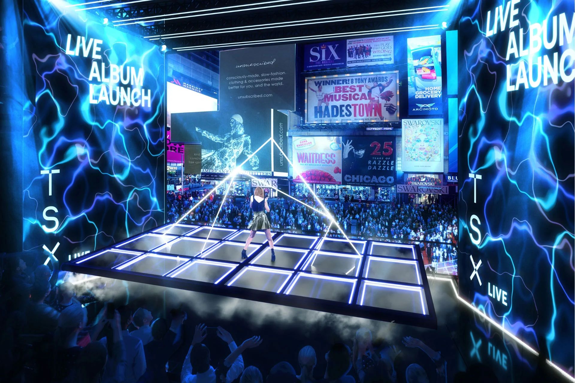 紐約TSX百老匯1800㎡巨幕,三思LED,硬核科技,打造沉浸式,娛樂新地標